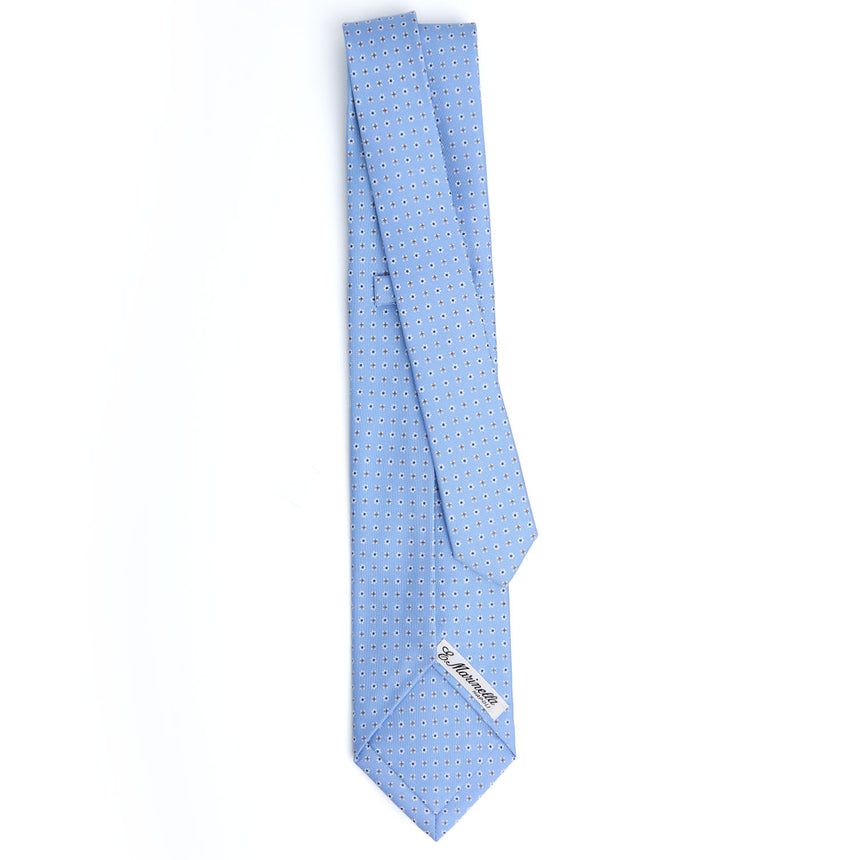 CRAVATTA SARTORIALE 9 PIEGHE IN SETA STAMPATA AZZURRA