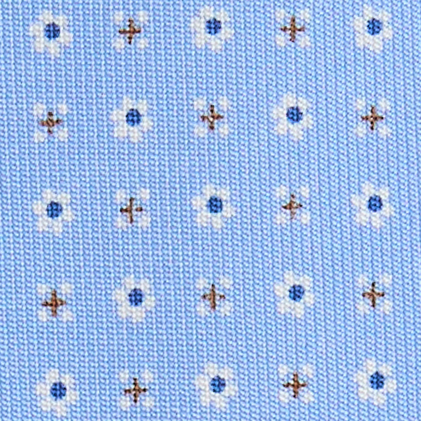 CRAVATTA SARTORIALE 9 PIEGHE IN SETA STAMPATA AZZURRA
