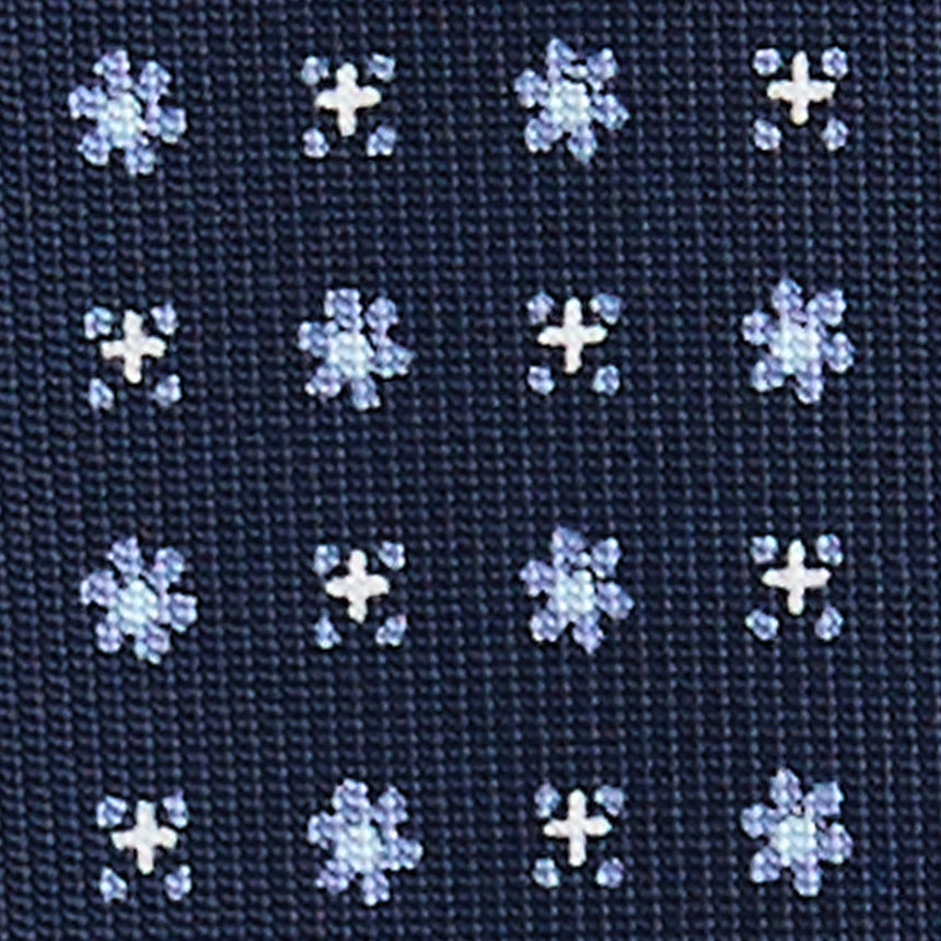 DARK BLUE 9 FOLD SARTORIAL PRINTED SILK TIE