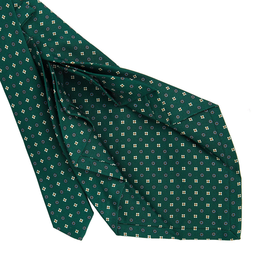 CRAVATTA SARTORIALE 9 PIEGHE IN SETA STAMPATA VERDE SCURO
