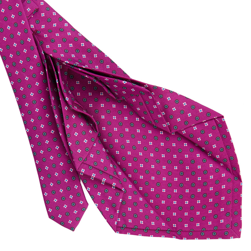 FUCHSIA 9 FOLD SARTORIAL PRINTED SILK TIE