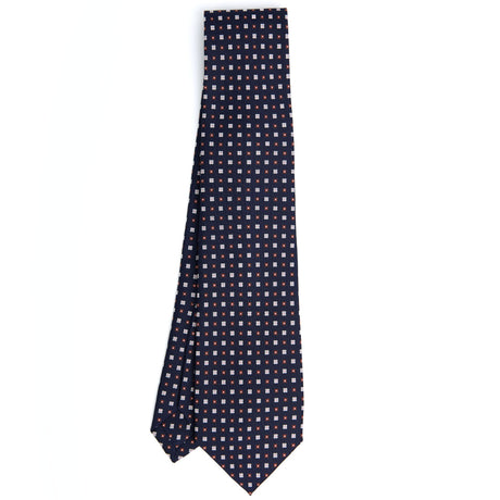 DARK BLUE 9 FOLD SARTORIAL PRINTED SILK TIE