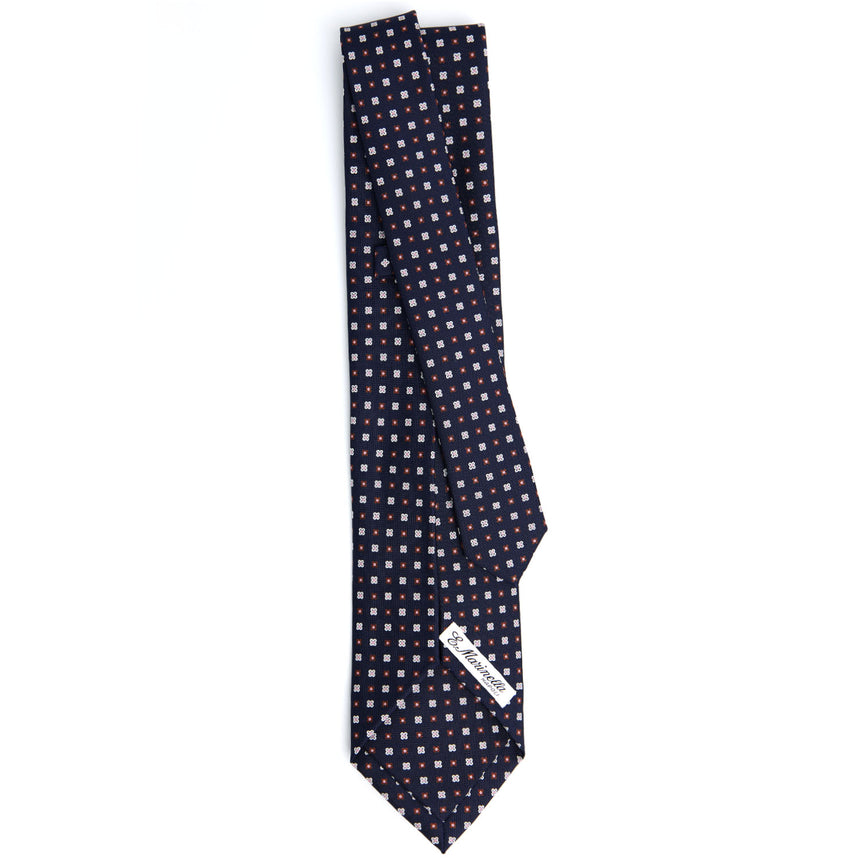 DARK BLUE 9 FOLD SARTORIAL PRINTED SILK TIE