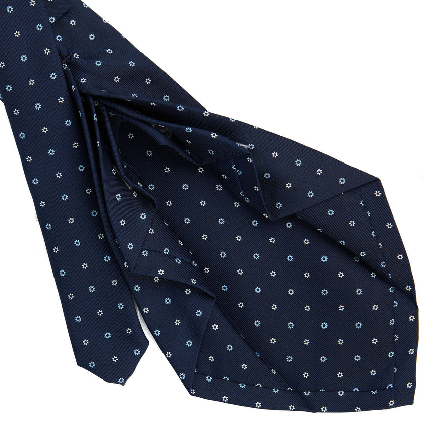 DARK BLUE 9 FOLD SARTORIAL PRINTED SILK TIE