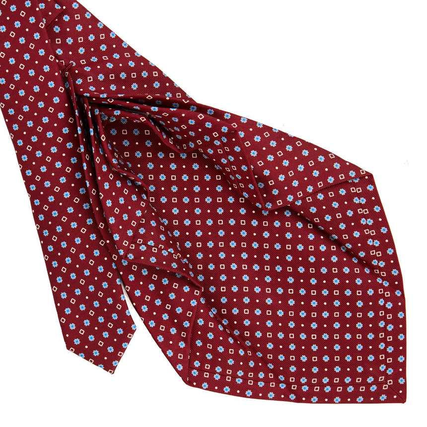 CRAVATTA SARTORIALE 9 PIEGHE IN SETA STAMPATA BORDEAUX