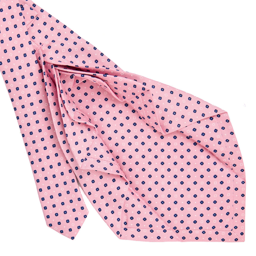 CRAVATTA SARTORIALE 9 PIEGHE IN SETA STAMPATA ROSA