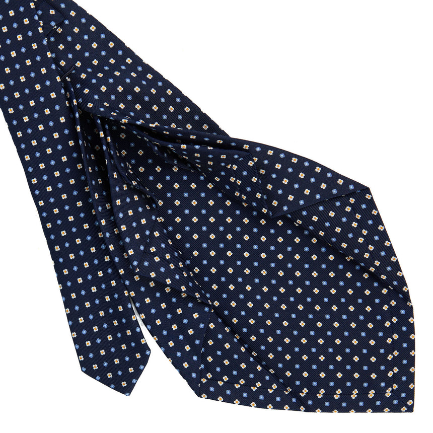 DARK BLUE 9 FOLD SARTORIAL PRINTED SILK TIE