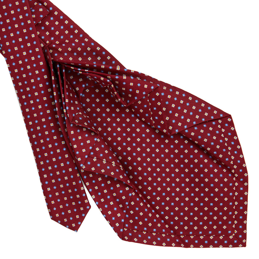 CRAVATTA SARTORIALE 9 PIEGHE IN SETA STAMPATA BORDEAUX