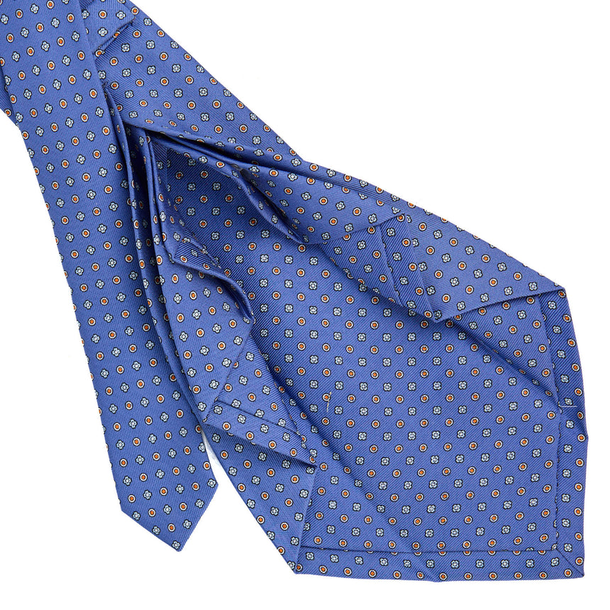 POWDER BLUE 9 FOLD SARTORIAL PRINTED SILK TIE