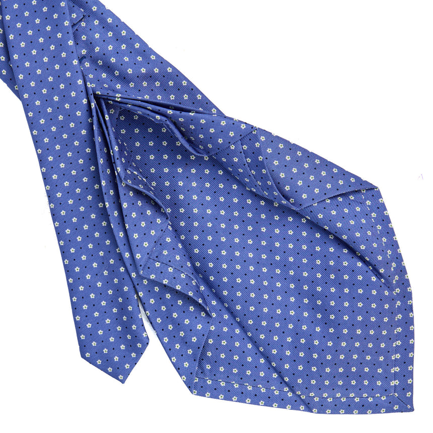 POWDER BLUE 9 FOLD SARTORIAL PRINTED SILK TIE