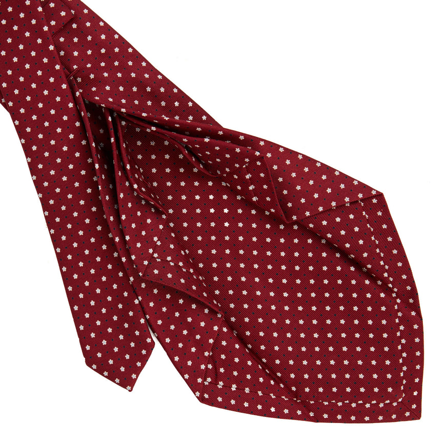 CRAVATTA SARTORIALE 9 PIEGHE IN SETA STAMPATA BORDEAUX