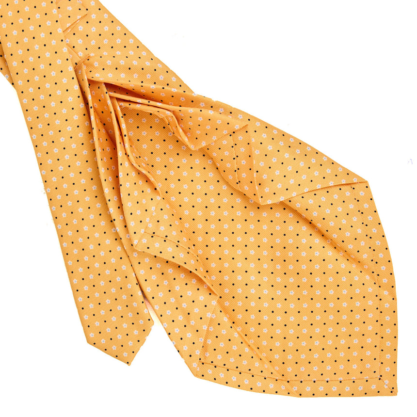 CRAVATTA SARTORIALE 9 PIEGHE IN SETA STAMPATA GIALLA