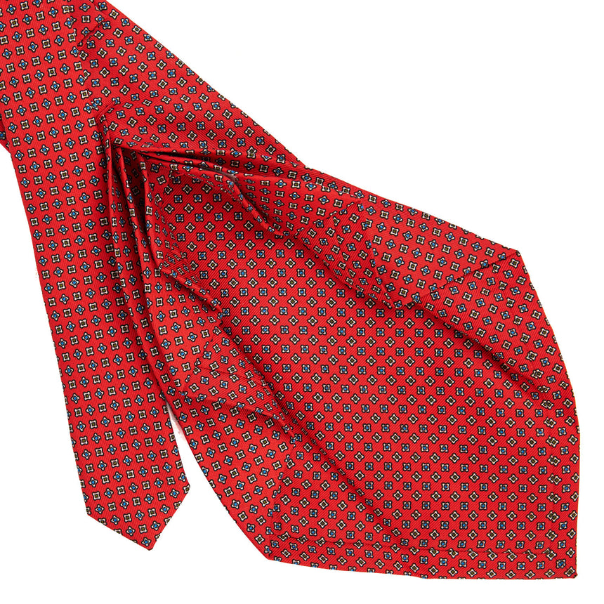 CRAVATTA SARTORIALE 9 PIEGHE IN SETA STAMPATA ROSSA