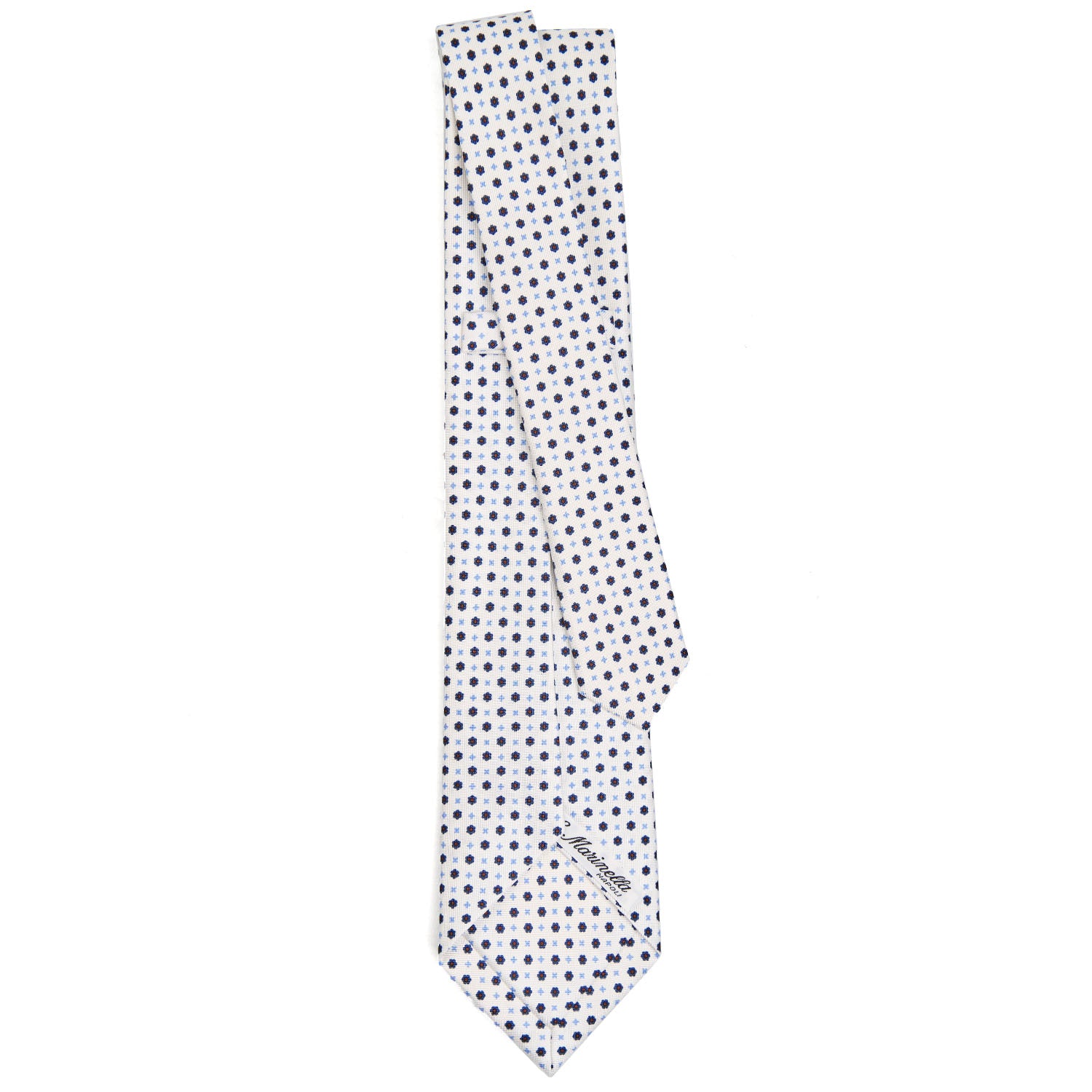 White 5 Fold Sartorial Silk Tie - Small Flower Pattern – E.Marinella