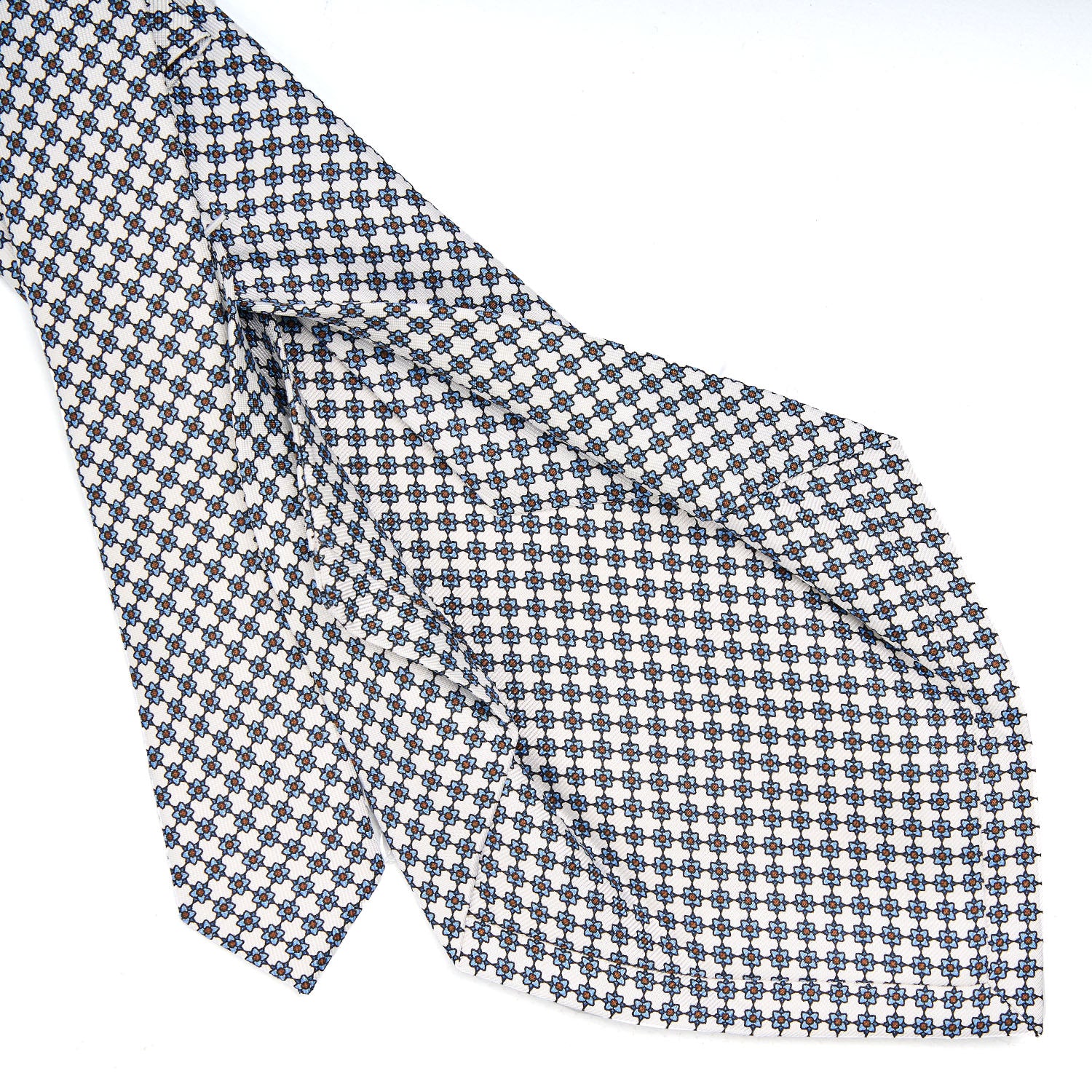 White 5 Fold Sartorial Silk Tie - Small Flower Pattern – E.Marinella