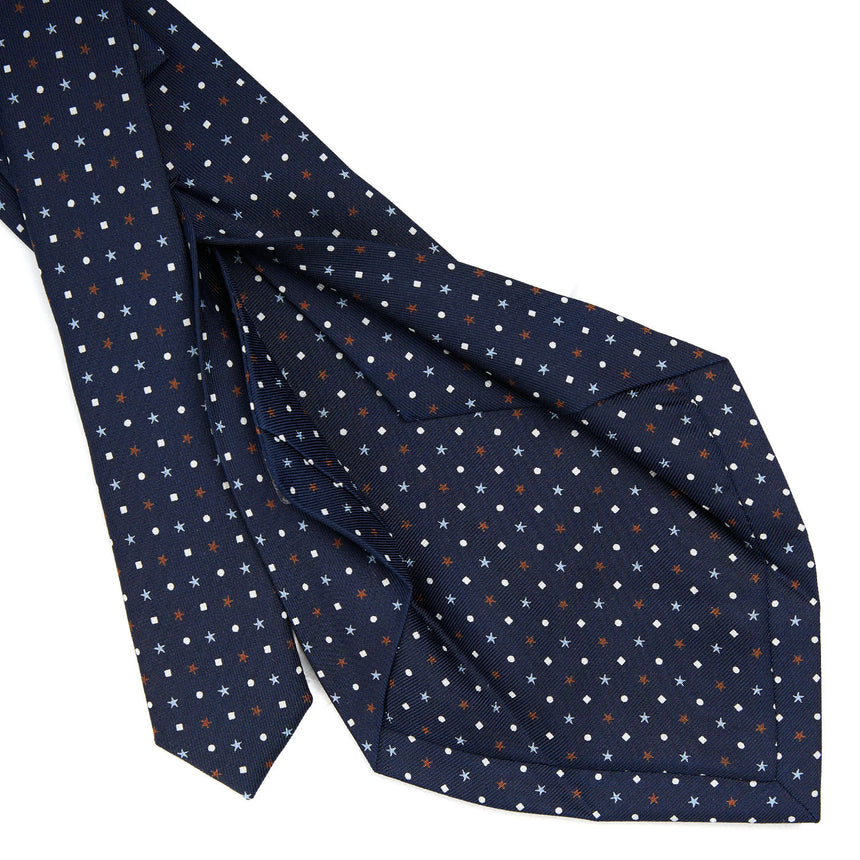 CRAVATTA SARTORIALE 5 PIEGHE IN SETA BLU SCURO
