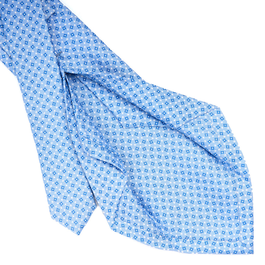CRAVATTA SARTORIALE 5 PIEGHE IN SETA AZZURRA