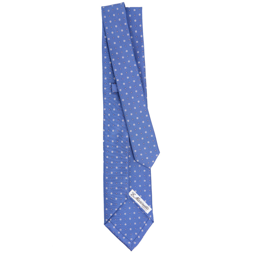 powder_blue_5_fold_sartorial_silk_tie_small_flower_pattern_full_back_view
