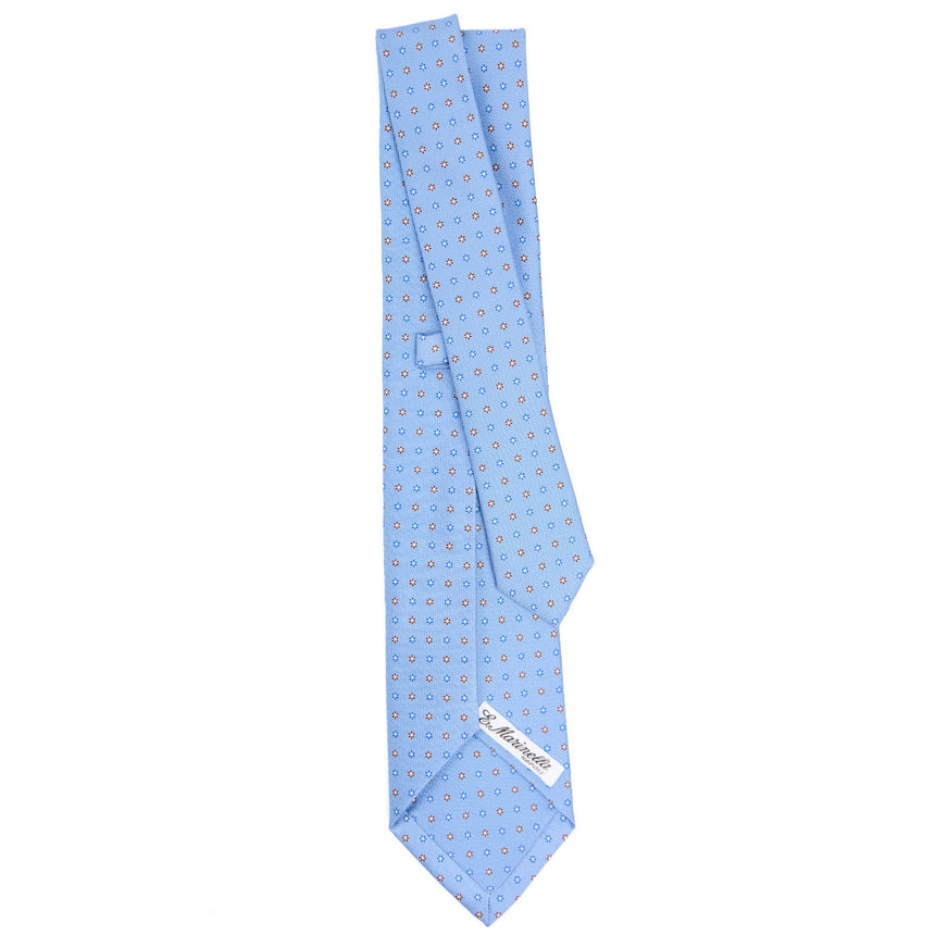 light_blue_5_fold_sartorial_silk_tie_small_flower_pattern_full_back_view