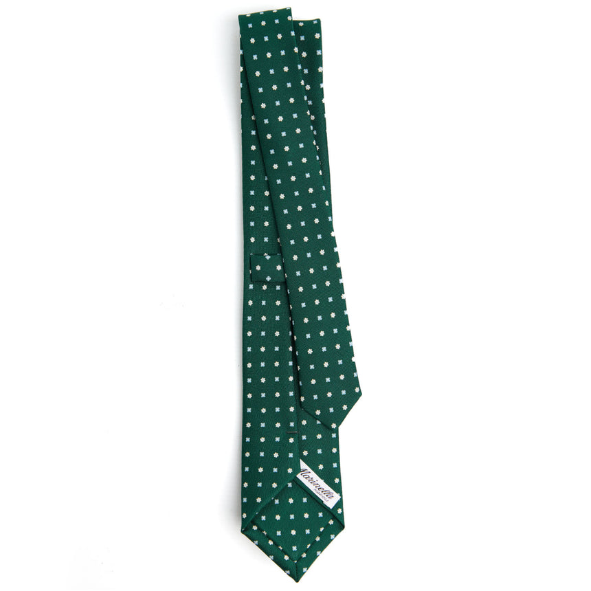 dark_green_sartorial_7_cm_silk_tie_small_flower_pattern_full_back_view