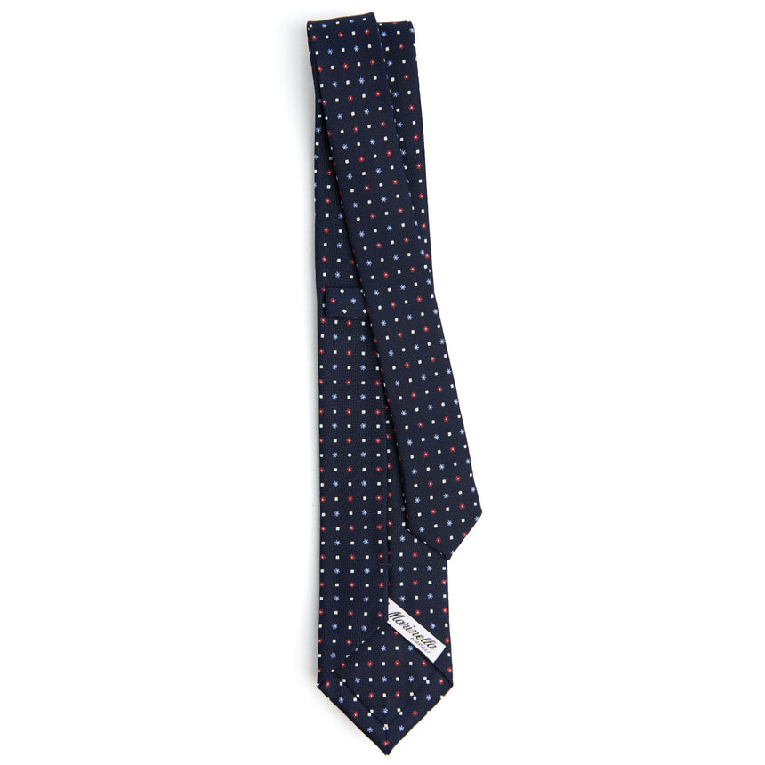 dark_blue_sartorial_7_cm_silk_tie_small_flower_pattern_full_back_view