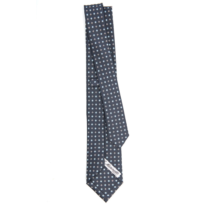dark_grey_sartorial_7_cm_silk_tie_small_flower_pattern_full_back_view
