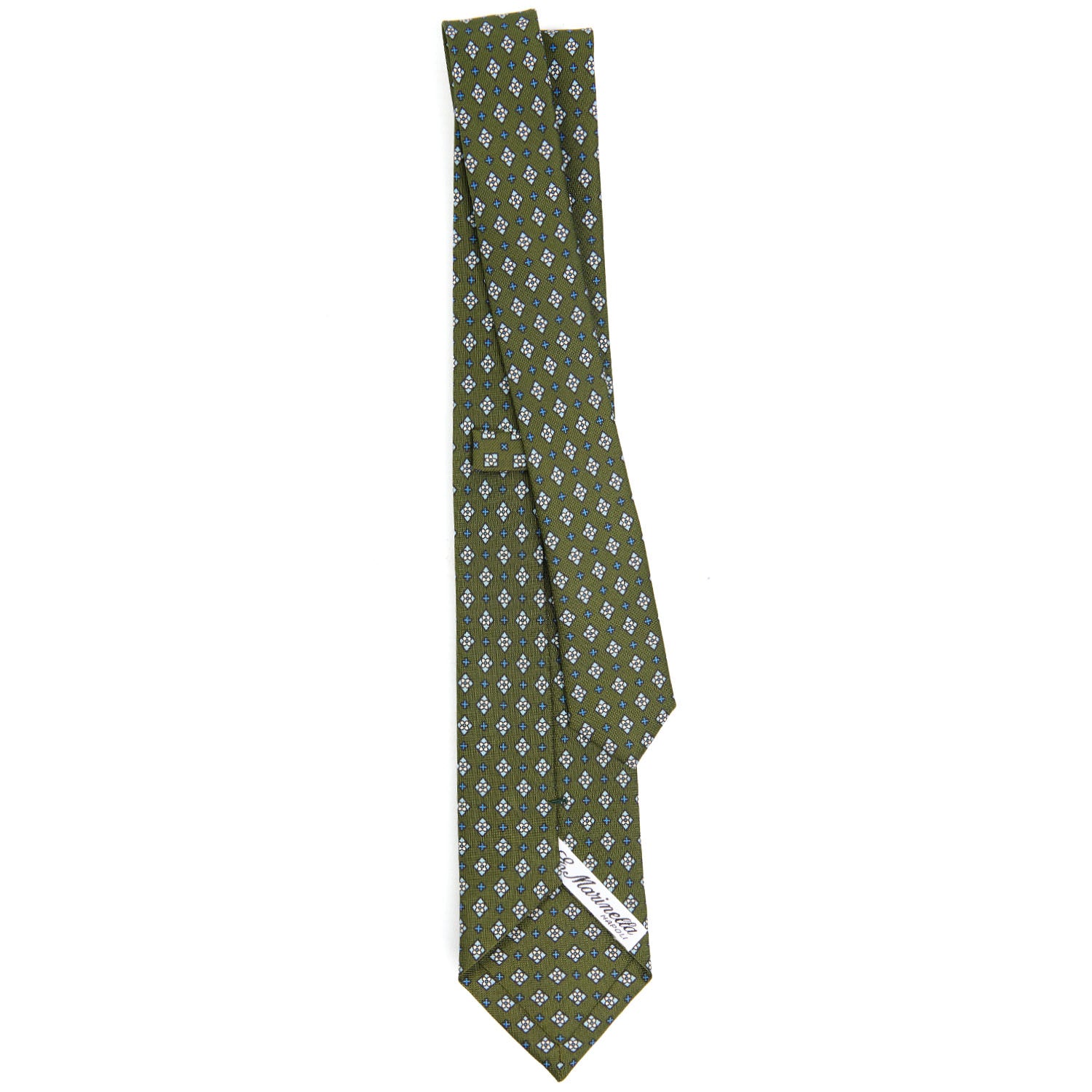 Olive Green Sartorial 7 Cm Silk Tie - Small Flower Pattern – E