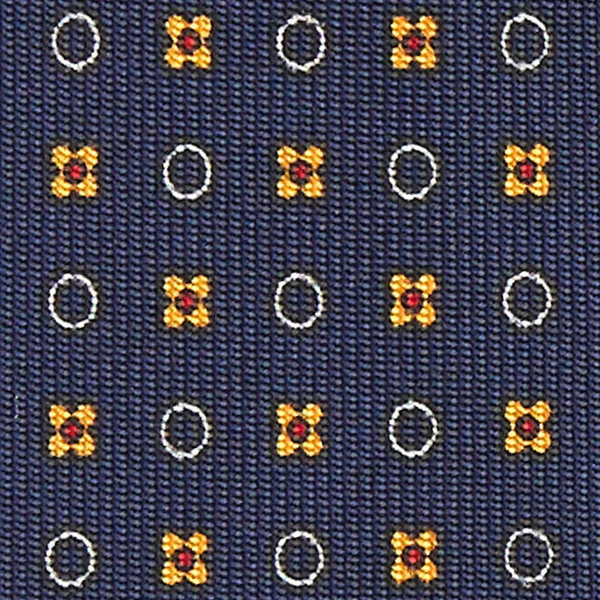 dark_blue_7_fold_sartorial_silk_tie_small_flower_pattern_fabric_pattern_detail