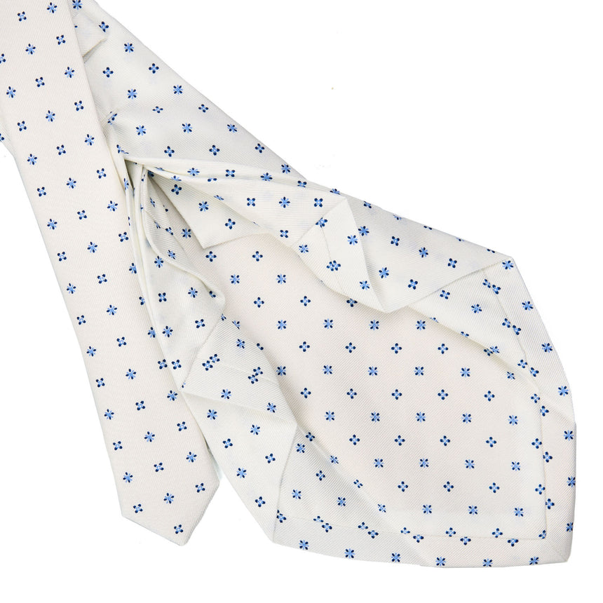 WHITE 7 FOLD SARTORIAL SILK TIE