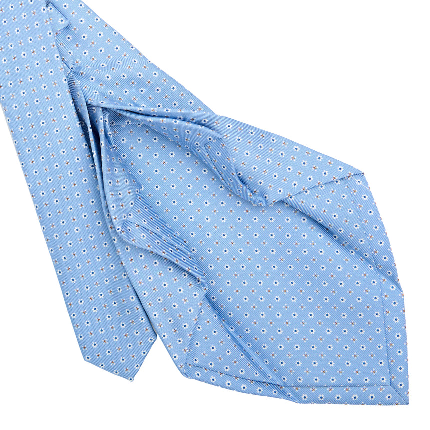 CRAVATTA SARTORIALE 7 PIEGHE IN SETA AZZURRA