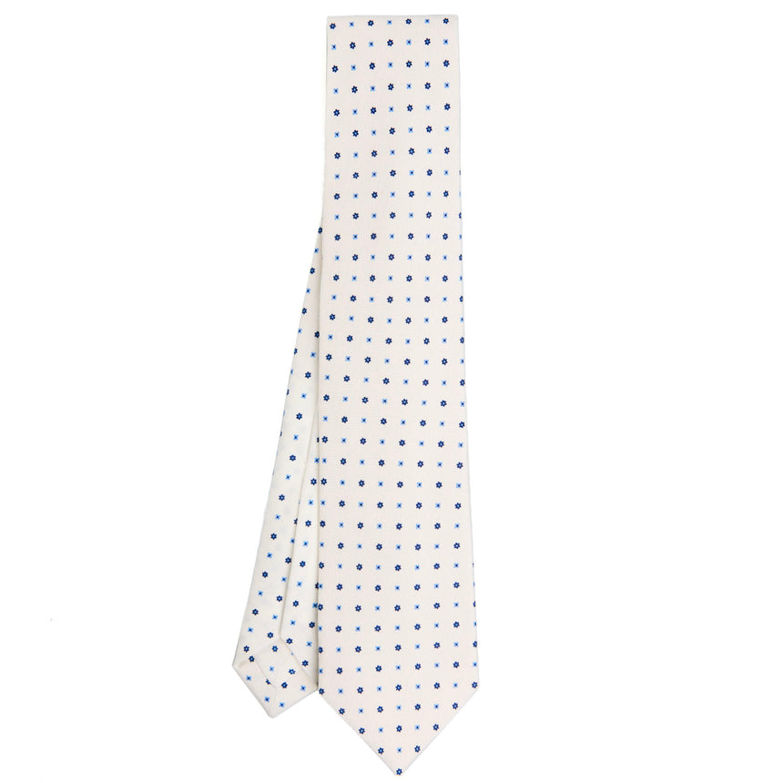 WHITE 7 FOLD SARTORIAL SILK TIE