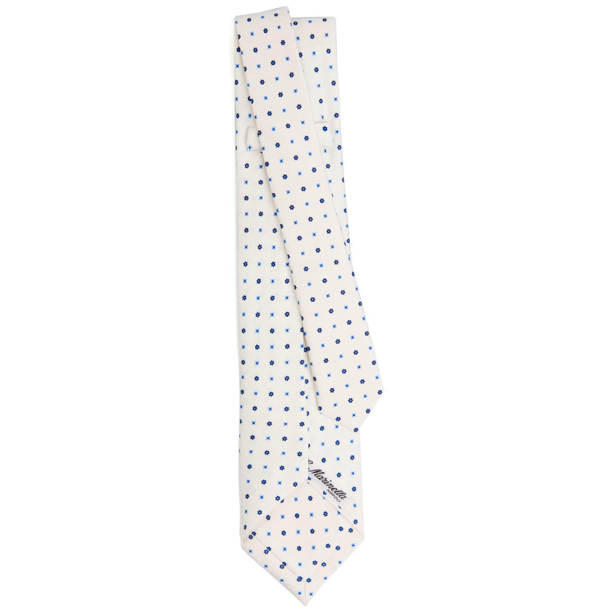 WHITE 7 FOLD SARTORIAL SILK TIE