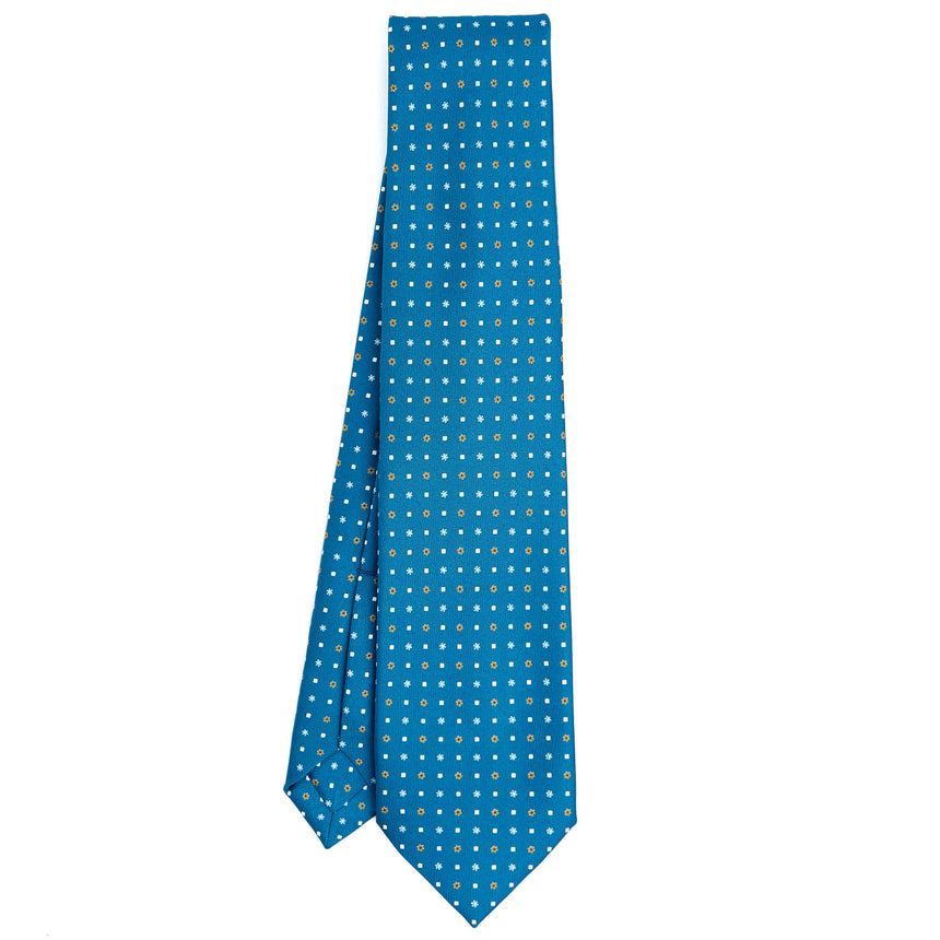 MID BLUE 7 FOLD SARTORIAL SILK TIE