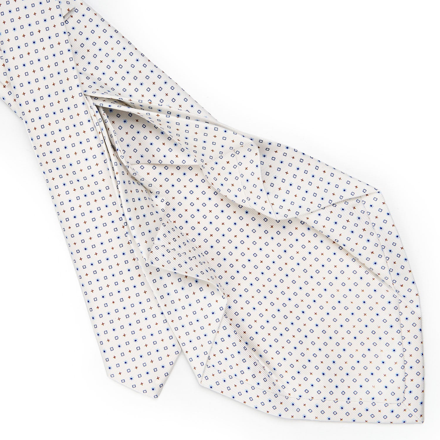 White 7 Fold Sartorial Silk Tie - Small Flower Pattern – E.Marinella