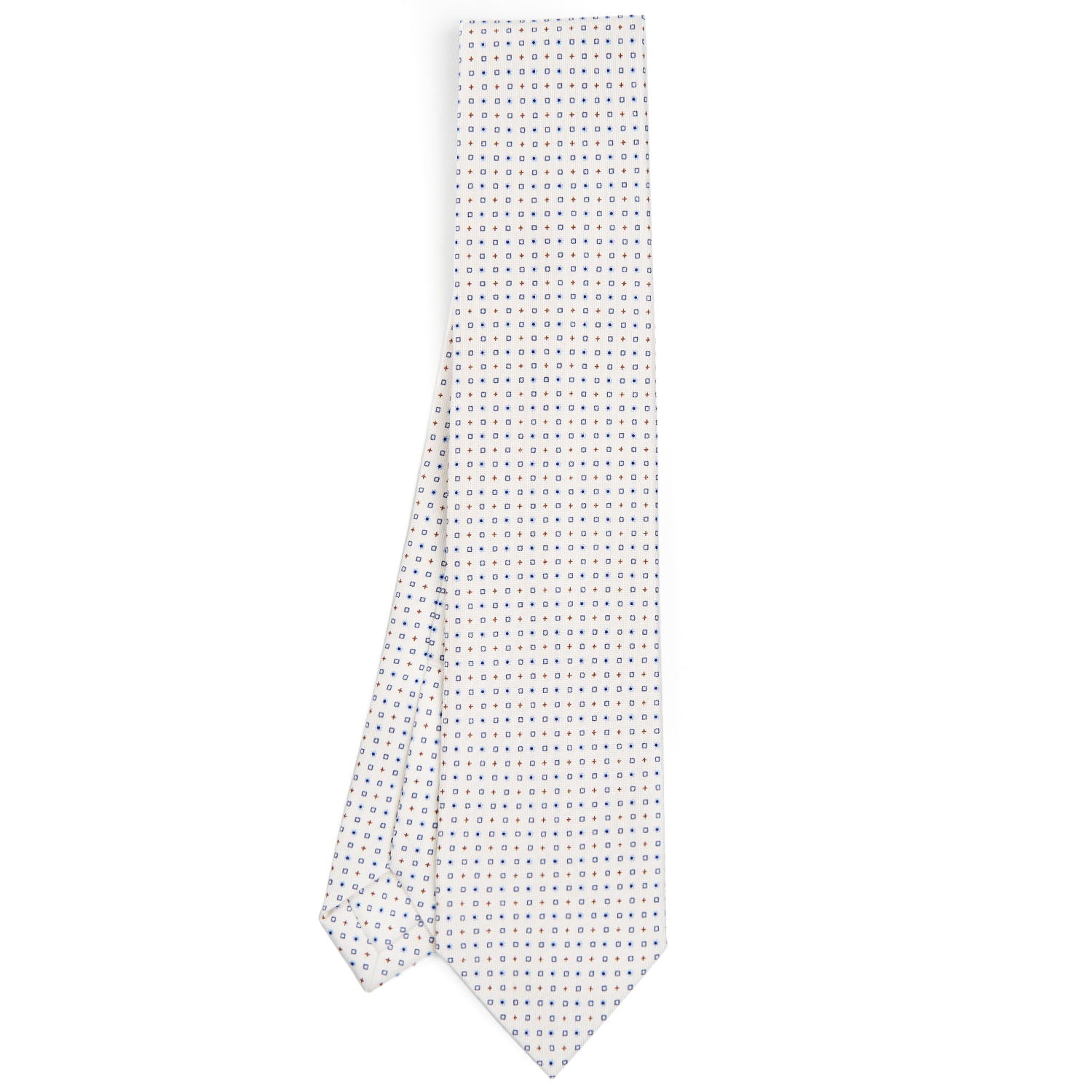 White 7 Fold Sartorial Silk Tie - Small Flower Pattern – E.Marinella