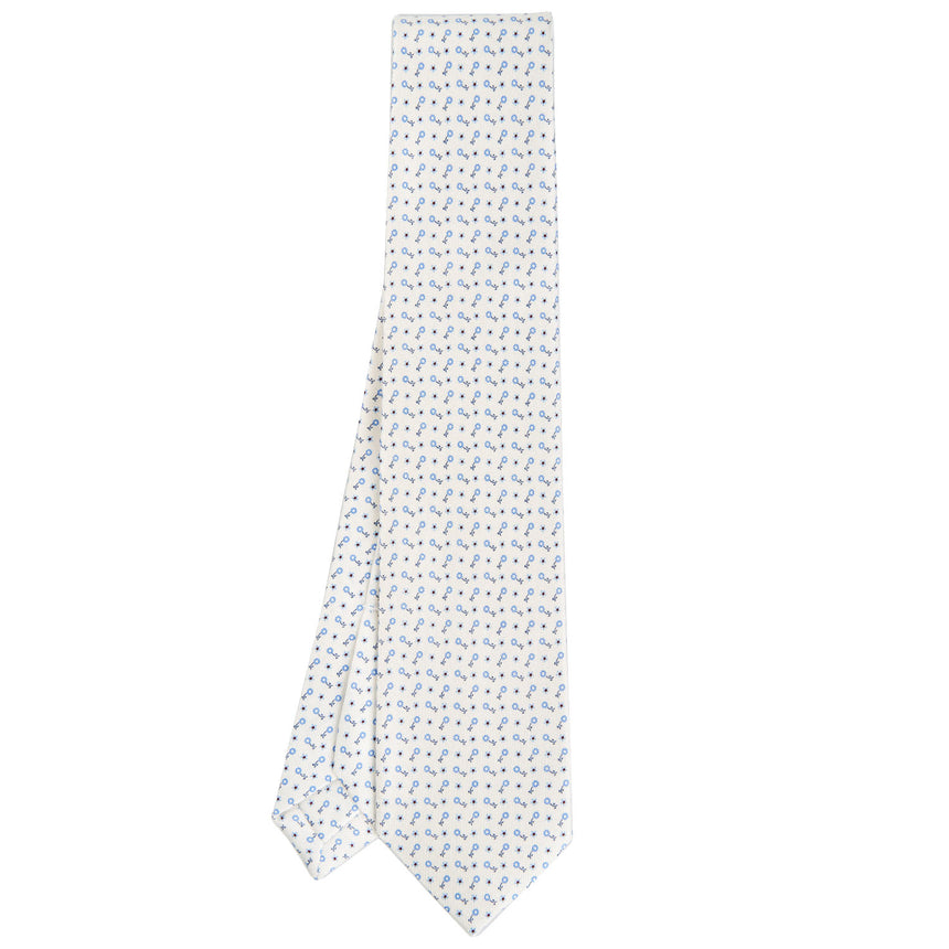 WHITE 7 FOLD SARTORIAL SILK TIE