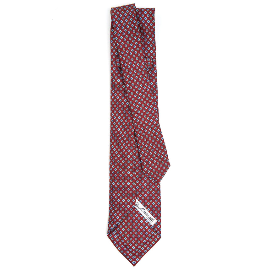 burgundy_9_fold_sartorial_silk_tie_small_flower_pattern_full_back_view