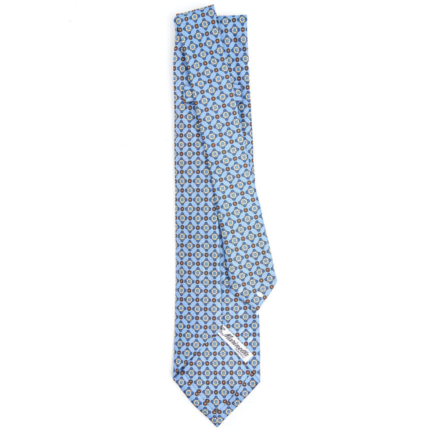 light_blue_9_fold_sartorial_silk_tie_small_flower_pattern_full_back_view