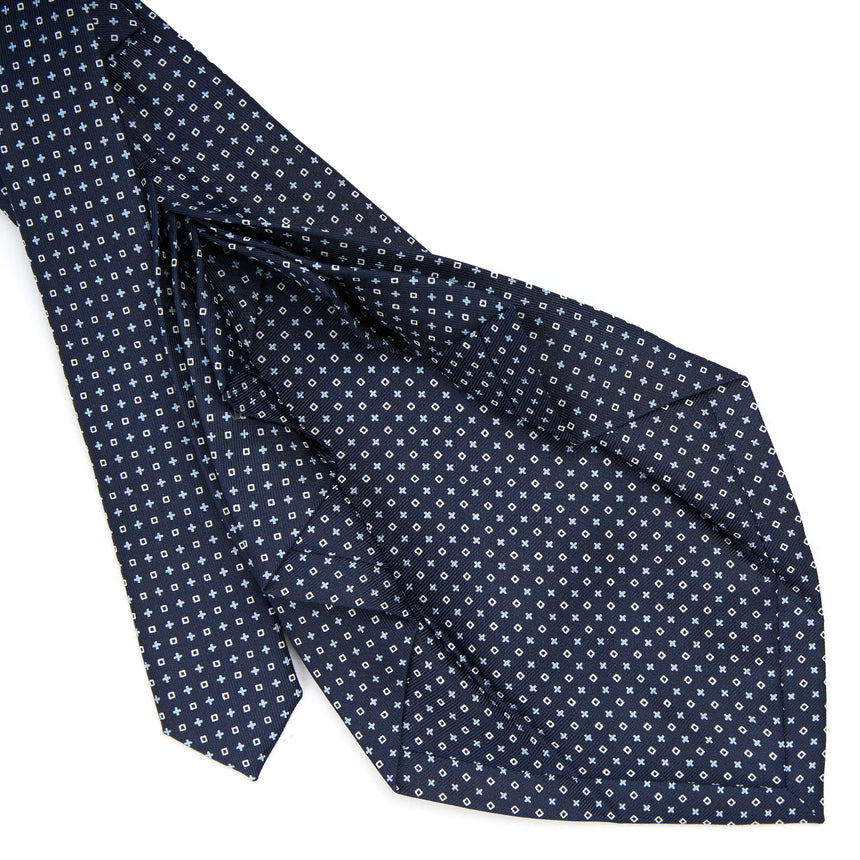 CRAVATTA SARTORIALE 9 PIEGHE IN SETA BLU SCURO
