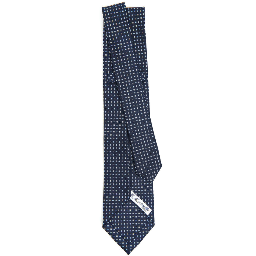 CRAVATTA SARTORIALE 9 PIEGHE IN SETA BLU SCURO