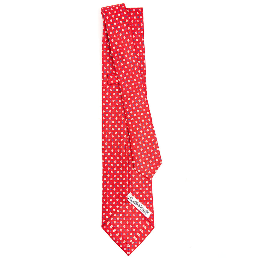 red_9_fold_sartorial_silk_tie_small_flower_pattern_full_back_view
