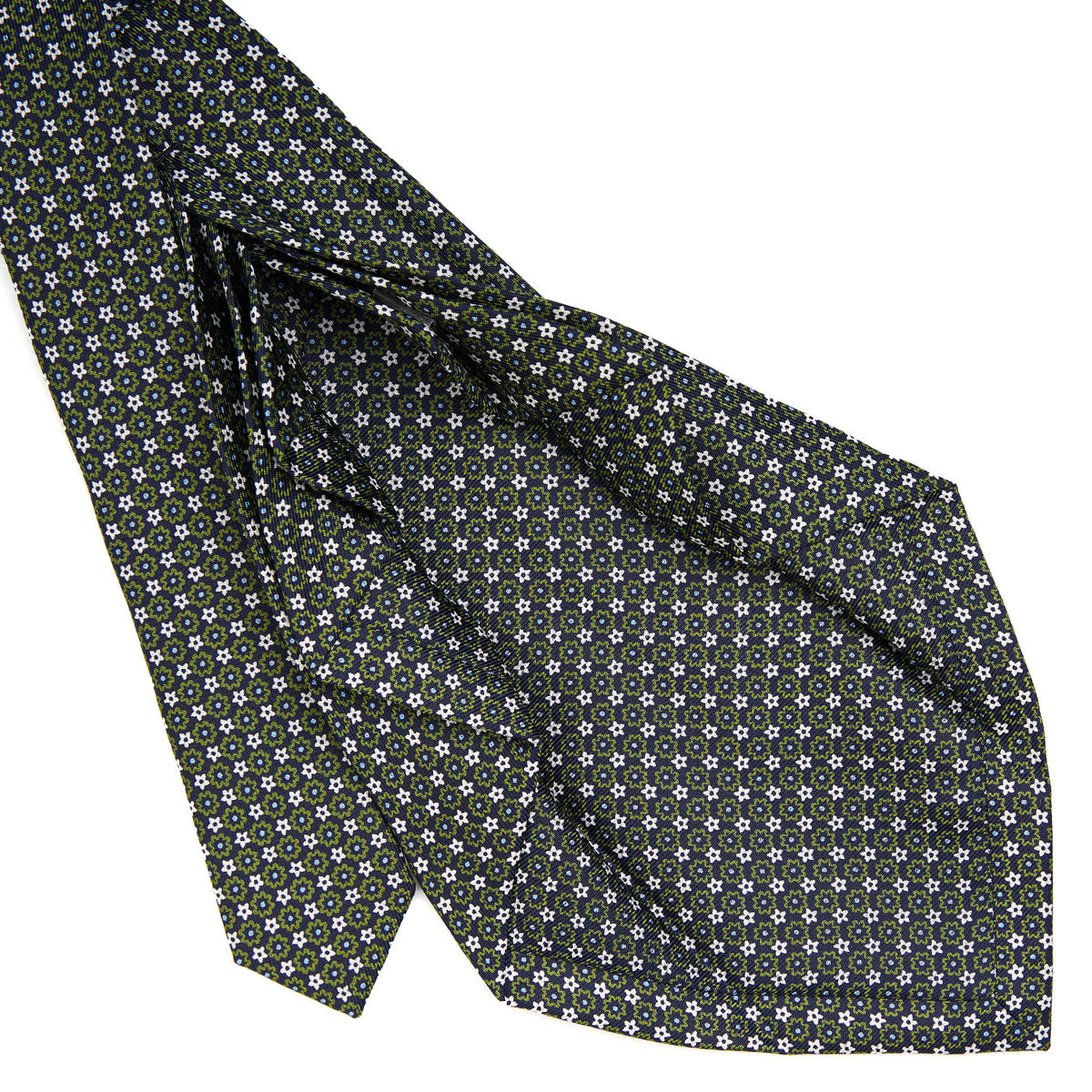 Dark Blue 9 Fold Sartorial Silk Tie - Small Flower Pattern – E.Marinella