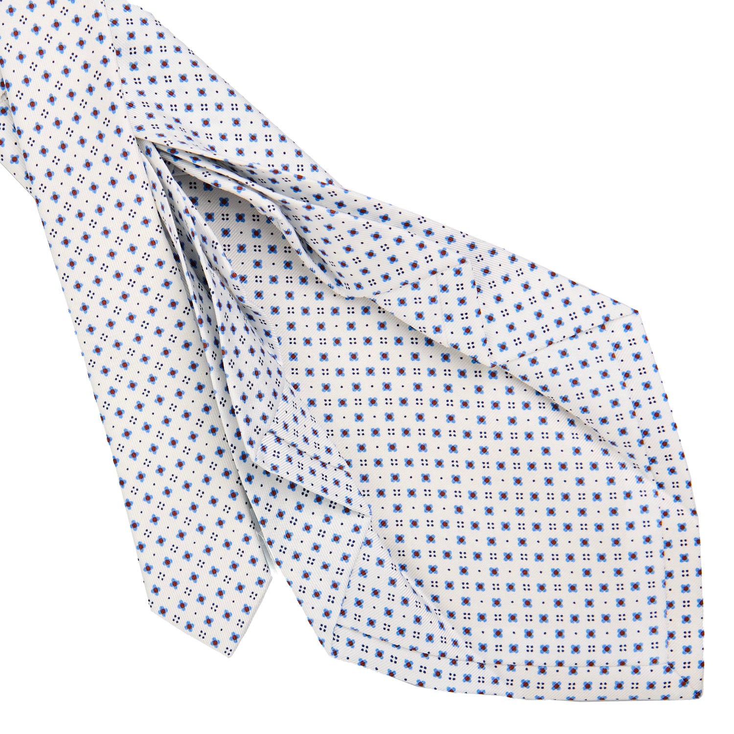 小物 E.Marinella White 9 Fold Sartorial Silk Tie - Small Flower Pattern – E.Marinella