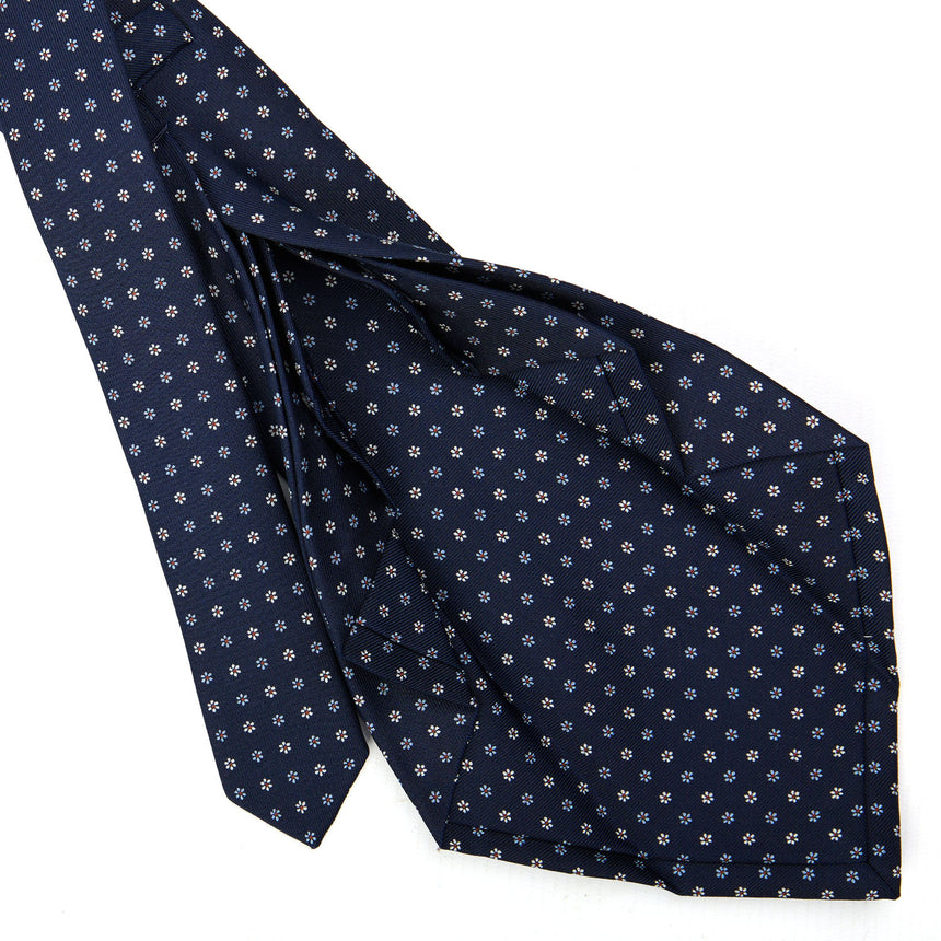 CRAVATTA SARTORIALE 9 PIEGHE IN SETA BLU SCURO