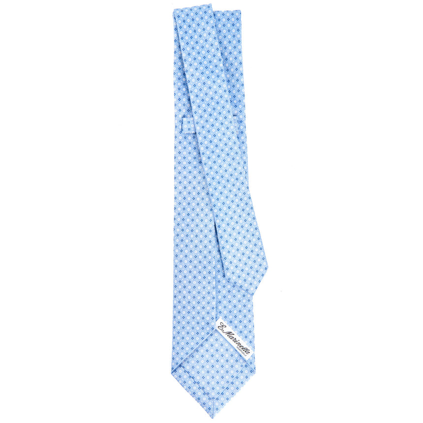 light_blue_9_fold_sartorial_silk_tie_small_flower_pattern_full_back_view