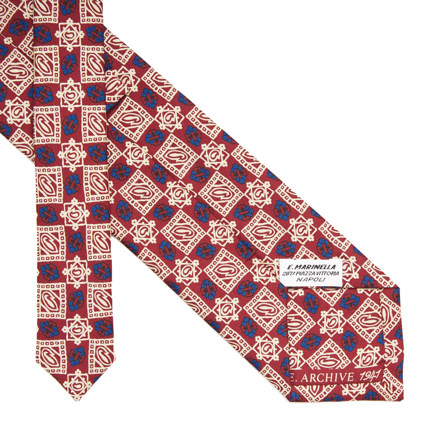 E. Marinella バーガンディ 花柄 ネクタイ Bordeaux Silk Tie - Archivio Collection 1941-1-05 – E.Marinella