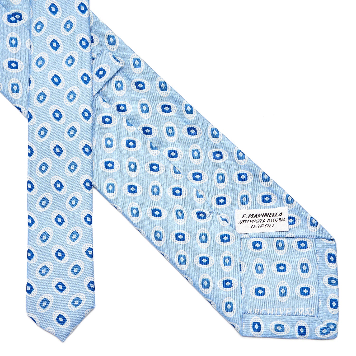 未使用、箱付き)E. Marinella 水色ドット柄ネクタイ Light Blue Silk Tie - Archivio Collection 1955-02 – E.Marinella