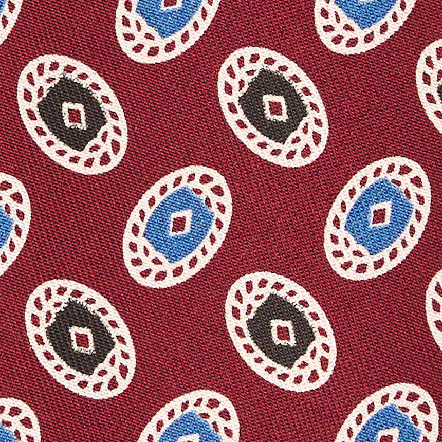 BURGUNDY SARTORIAL PRINTED SILK TIE
