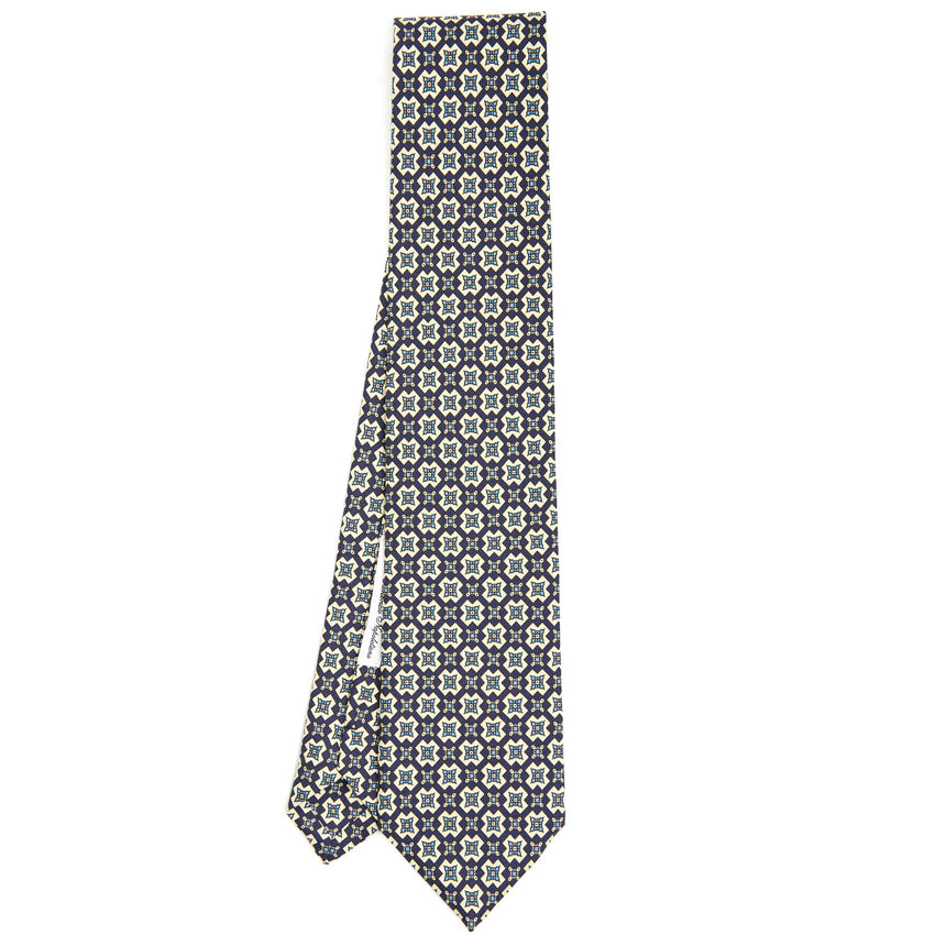 DARK BLUE SARTORIAL PRINTED SILK TIE