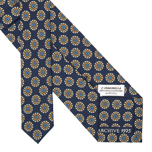 DARK BLUE SARTORIAL PRINTED SILK TIE
